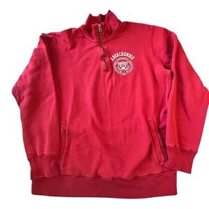 Vintage Y2K Abercrombie Fitch Red Quarter Zip Sweatshirt Mens Size S